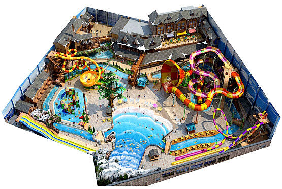 Conception de parc aquatique inclusif avec accessibilité aux fauteuils roulants Plan à plus grande échelle et capacité du système de filtration