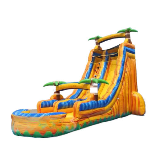 Thème commercial coloré toboggans gonflables d'eau gonflables de plein air toboggan gonflables de terrain de jeux d'eau PVC gonflables grand saut s
