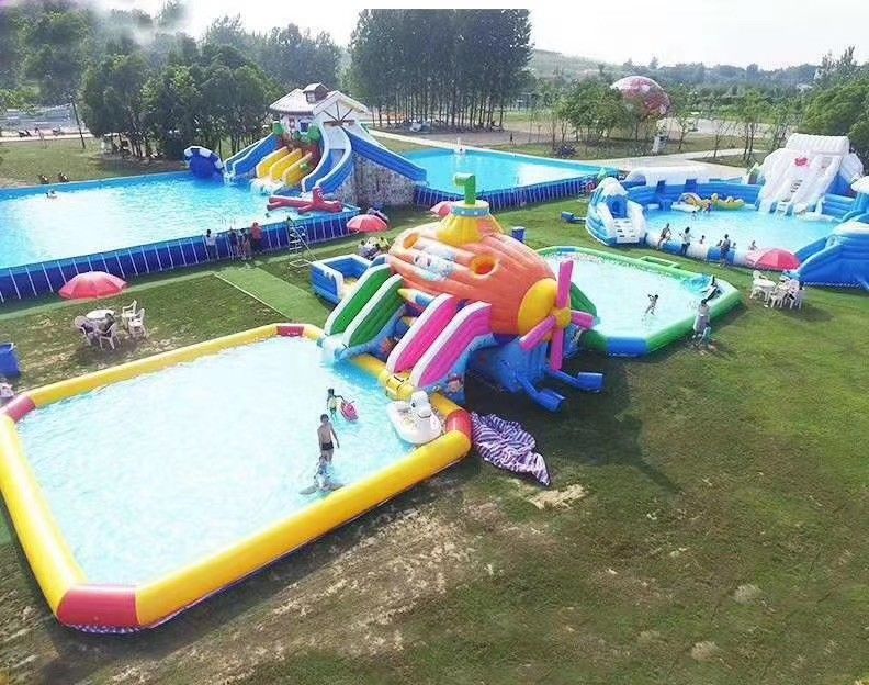 Grande piscine gonflables piscine à eau gonflable nage avec toboggan gonflable toboggan commercial pour enfants et adultes