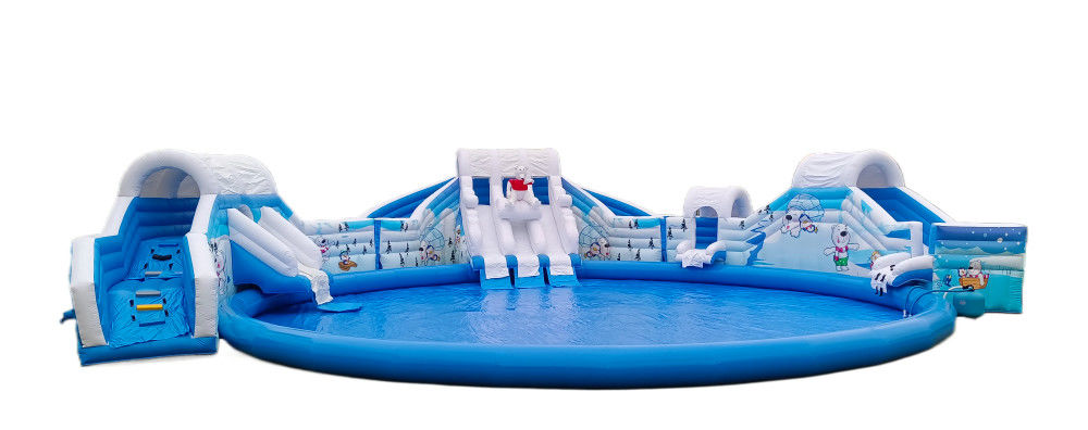 Drôle de toboggan commercial personnalisé gros hippopotame toboggan gonflable avec piscine à vendre